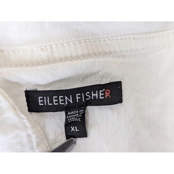 EILEEN FISHER Jacket Womens Size L White Linen Blend Open Boxy Collarless Resort - Picture 3 of 13